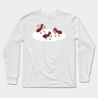 Happy red ants ice skating cartoon Long Sleeve T-Shirt